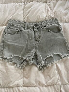 BDG Light Sage Frayed Hem Denim Shorts